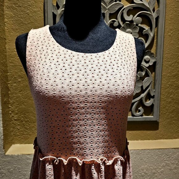 Speechless Pink Sleeveless S Tiered Babydoll Eyelet Dress Back Keyhole Detail - Picture 7 of 8